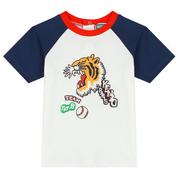 Younger Boys White Varsity Tiger T-Shirt